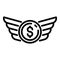 Money wings startup icon, outline style