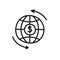 Money world cycle, international banking doodle icon, vector line illustration