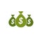 Moneybags with Dollar signs, vector icon. Investment, Savings, W