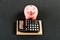 Moneybox with calculator. Piggy bank. money saving. Accounting and payroll. capital management. bookkeeping. Internet