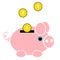 Moneybox piggy on white background