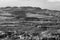 Monferrato winter panorama, from Treville viewpoint Alessandria. Black and white photo