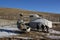 The Mongol gers (tents), kids, and the mini helicopter wreck, Tuv province, Mongolia.