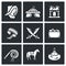 Mongol-Tatar yoke icons set. Vector Illustration.