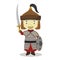 Mongol warrior cartoon character. Vector Illustration.