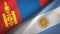 Mongolia and Argentina two flags textile cloth, fabric texture