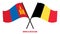 Mongolia and Belgium Flags Crossed And Waving Flat Style. Official Proportion. Correct Colors