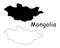 Mongolia Country Map. Black silhouette and outline isolated on white background. EPS Vector