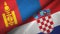 Mongolia and Croatia two flags textile cloth, fabric texture