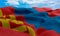 Mongolia flag in the wind. Realistic and wavy fabric flag. 3D rendering