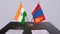 Mongolia and India national flags. Partnership deal 3D illustration, politics and business agreement cooperation