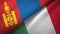 Mongolia and Italy two flags textile cloth, fabric texture