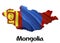 Mongolia Map Flag. 3D rendering Mongolia map and flag on Asia map. The national symbol of Mongolia. Ulaanbaatar flag on Asia