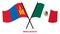 Mongolia and Mexico Flags Crossed And Waving Flat Style. Official Proportion. Correct Colors
