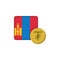 Mongolia money and flag flat icon