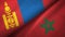 Mongolia and Morocco two flags textile cloth, fabric texture