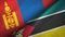 Mongolia and Mozambique two flags textile cloth, fabric texture