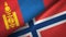 Mongolia and Norway two flags textile cloth, fabric texture