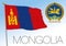 Mongolia official national flag and coat of arms, asia