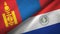 Mongolia and Paraguay two flags textile cloth, fabric texture