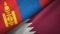 Mongolia and Qatar two flags textile cloth, fabric texture