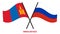 Mongolia and Russia Flags Crossed And Waving Flat Style. Official Proportion. Correct Colors