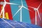 Mongolia solar and wind energy digital graph concept - modern natural energy industrial illustration. 3D Illustration
