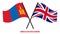 Mongolia and United Kingdom Flags Crossed And Waving Flat Style. Official Proportion. Correct Colors