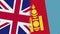 Mongolia and United Kingdom Flags Together Fabric Texture