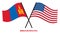 Mongolia and United States Flags Crossed And Waving Flat Style. Official Proportion. Correct Colors