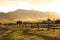 Mongolia yurts in the summer grassland of  Inner Mongolia. Mongolia landscape