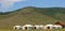 Mongolia yurts in the summer grassland of  Inner Mongolia. Mongolia landscape