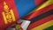 Mongolia and Zimbabwe two flags textile cloth, fabric texture