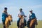 Mongolian Cowboys Horseback Traditional Clothes