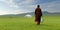 Mongolian farmer in the grassland of Mongolia