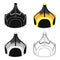 Mongolian military helmet.Colored metal helmet conical shape.Mongolia single icon in cartoon style vector symbol stock