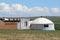 Mongolian modern yurt in steppe near Hohhot city, Inner Mongolia