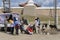 Mongolian people have picnic outside Erdene Zuu in Kharkhorin, Mongolia.