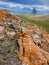 Mongolian steppe with colorful rocks