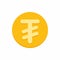 Mongolian tugrik currency symbol on gold coin