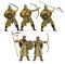 Mongolian warriors with bows and spears