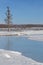 Mongolian winter landscape of a river