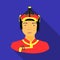 The Mongols in the helmet.Mongolian national protection.Mongolia single icon in flat style vector symbol stock