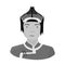 The Mongols in the helmet.Mongolian national protection.Mongolia single icon in monochrome style vector symbol stock