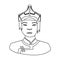 The Mongols in the helmet.Mongolian national protection.Mongolia single icon in outline style vector symbol stock