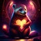 Mongoose hugging heart Illustration of a cute ferret holding a heart in its paws AI generated animal ai