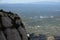 Monistrol de Montserrat from mountain near Barcelona in Spain