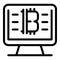 Monitor bitcoin icon, outline style