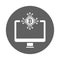 Monitor bitcoin, payment, icon. Gray vector sketch.