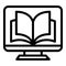 Monitor book icon outline vector. School library